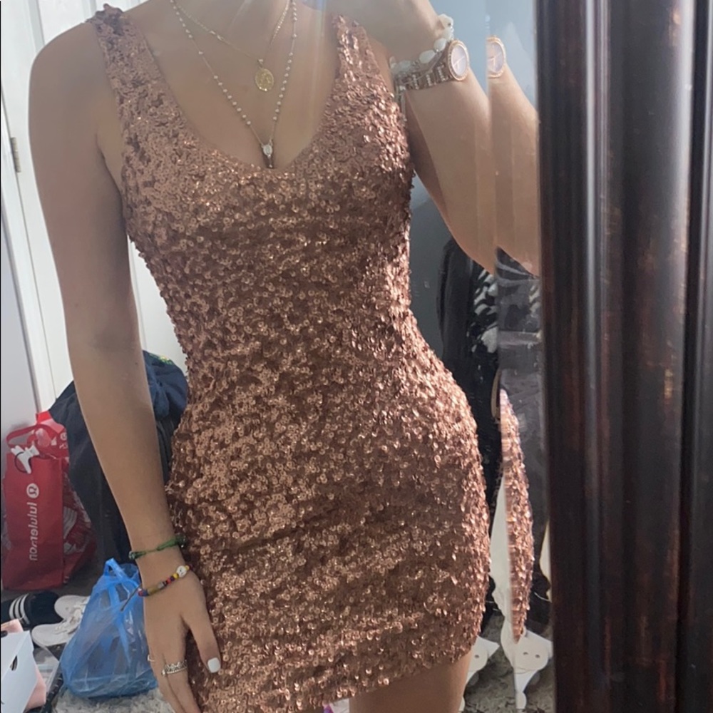 Gold sparkly mini dress